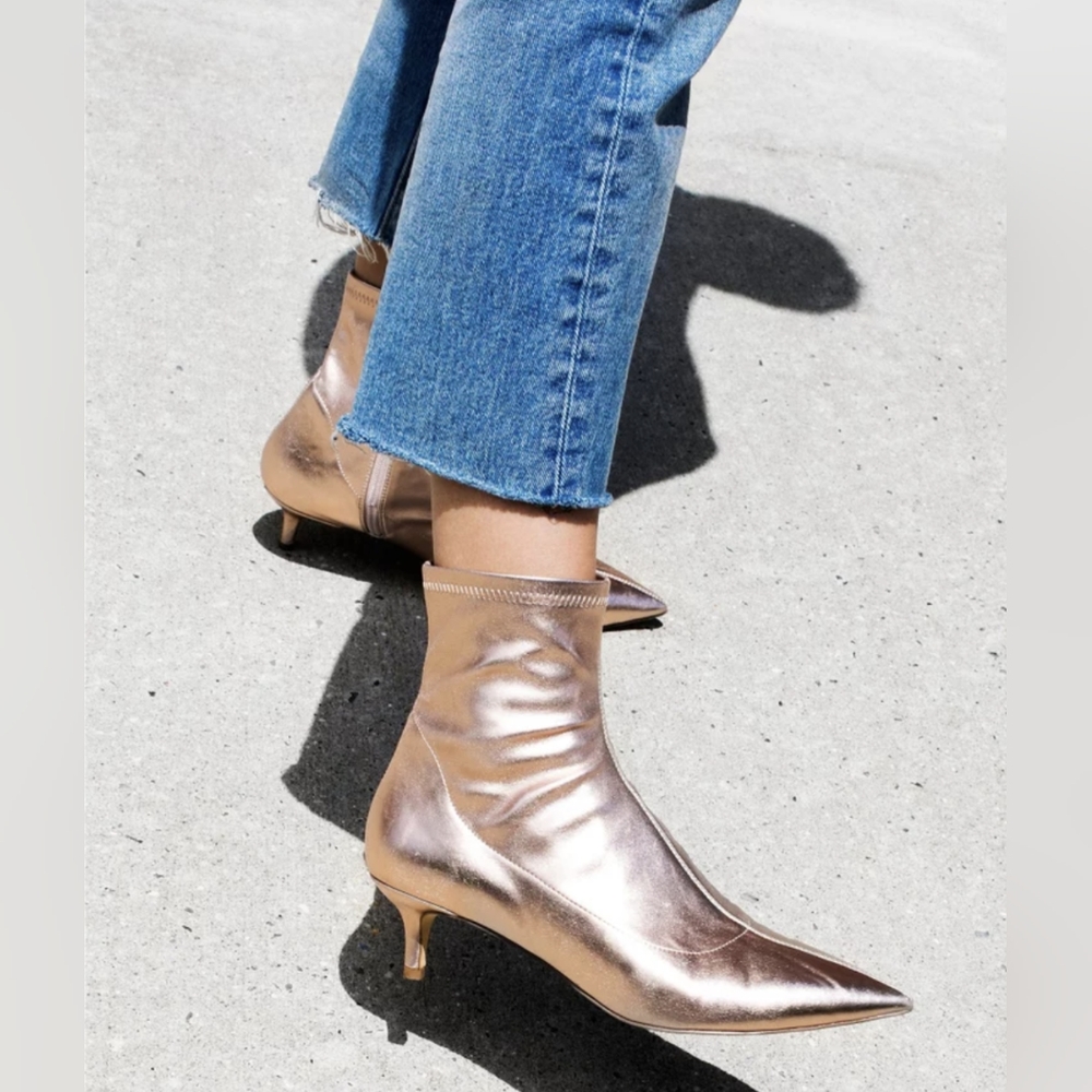 Free People Marilyn Kitten Heel Boot in Rose Gold